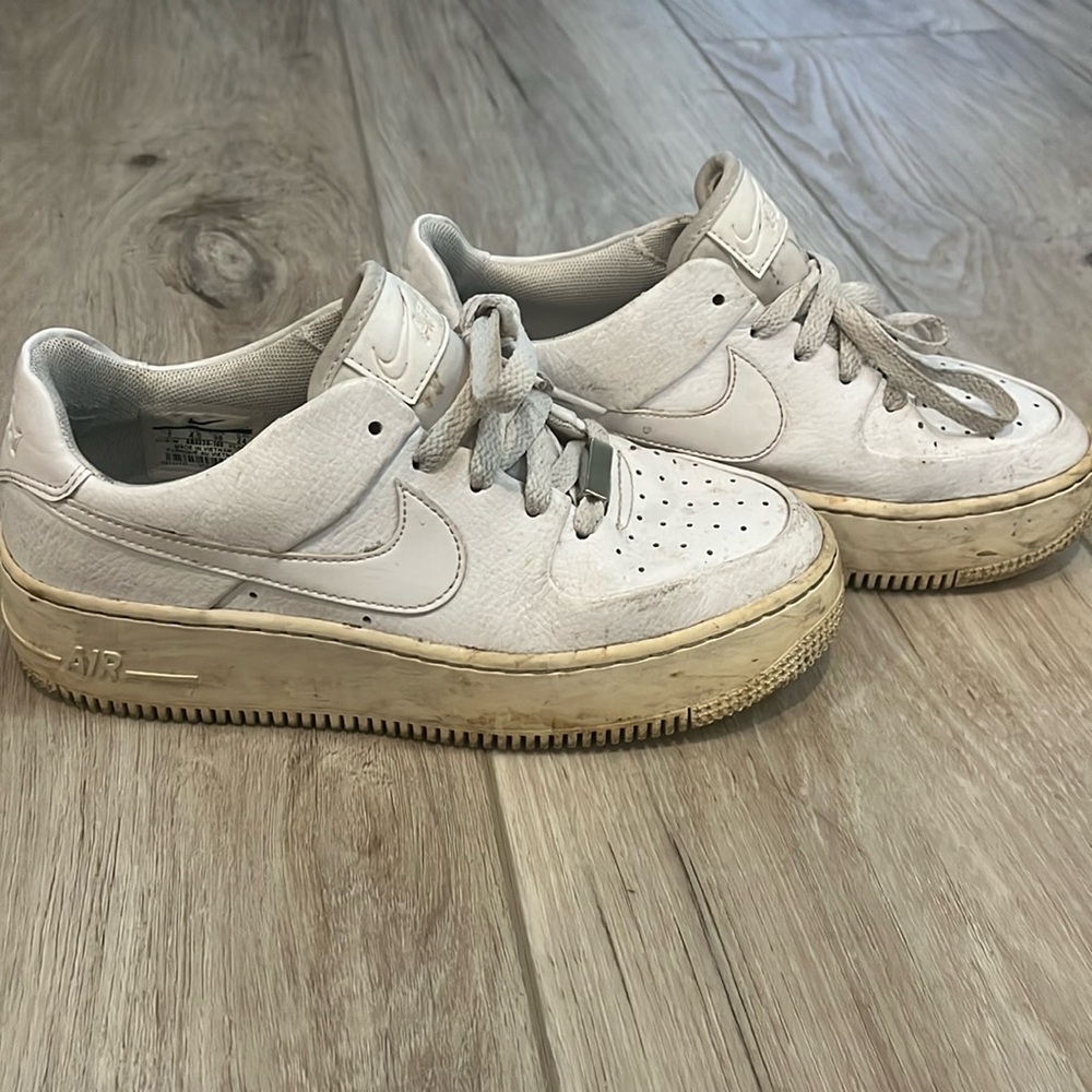 Nike AirForce-1 Platform White Sneakers Size 7